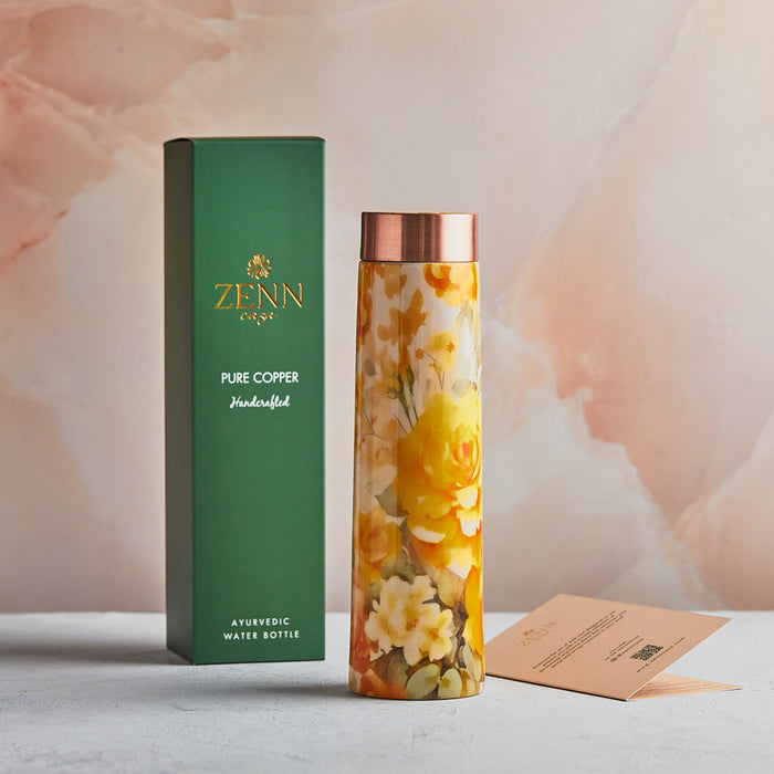 Spring Bloom Handcrafted Pure Copper Bottle – 800 ML