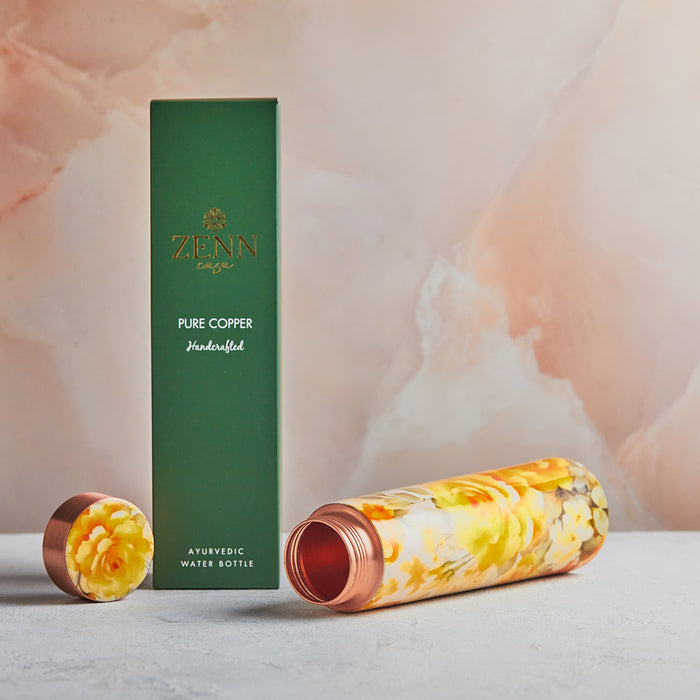 Spring Bloom Handcrafted Pure Copper Bottle – 800 ML