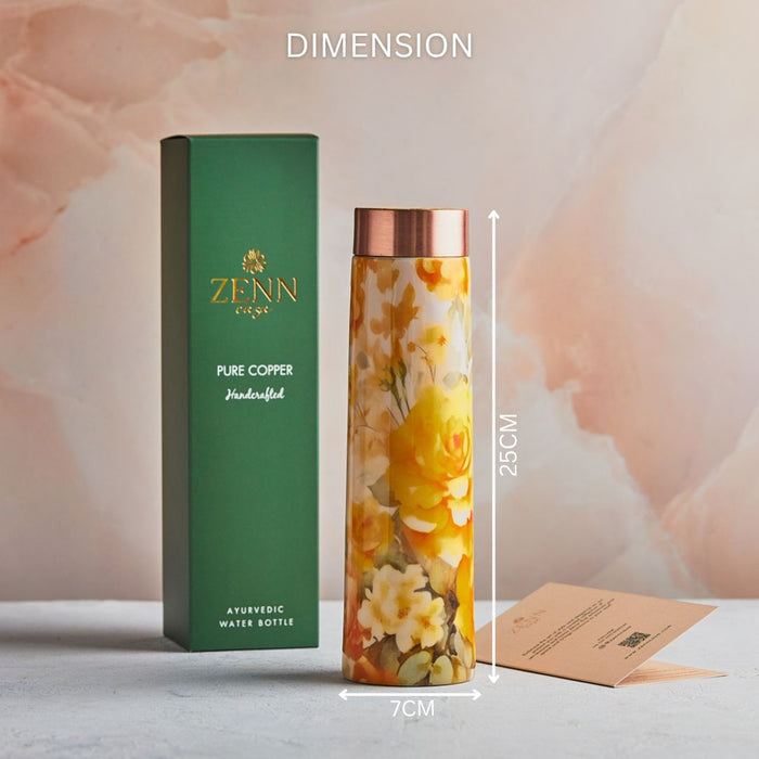 Spring Bloom Handcrafted Pure Copper Bottle – 800 ML
