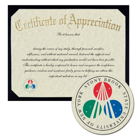 Stony Brook University Certificate of Appreciation