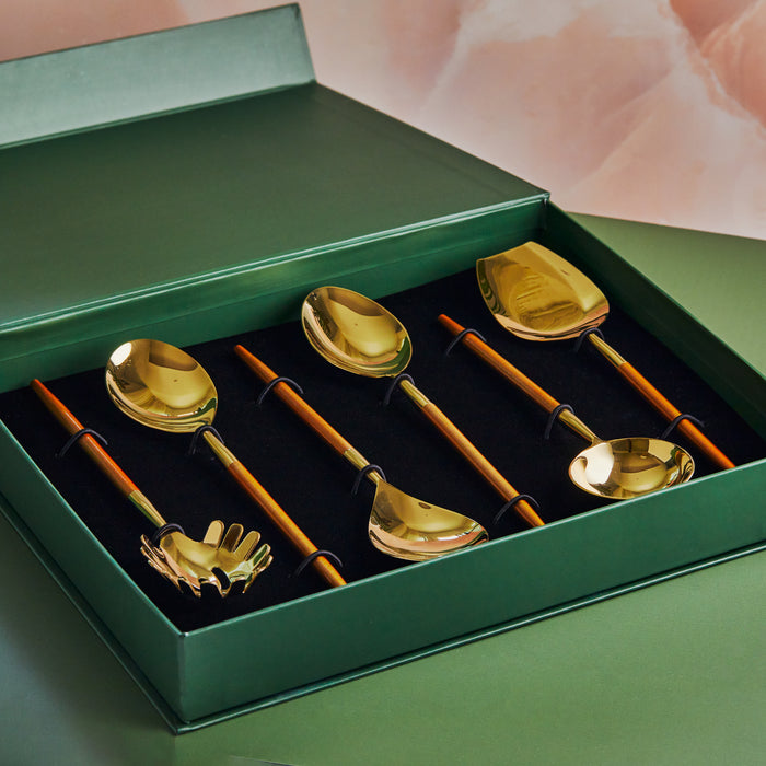 Sunlit Harmony | 6-Piece Gold & Bronze Serving Set