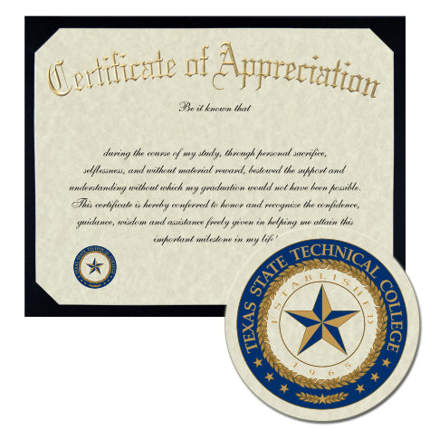 Texas State Technical College West Texas Certificate of Appreciation
