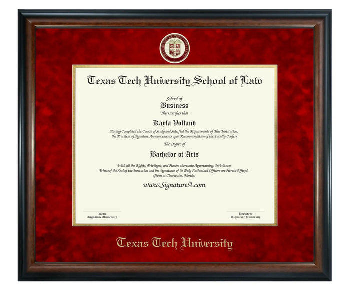 Texas Tech University School of Law Diploma Frame (SN)