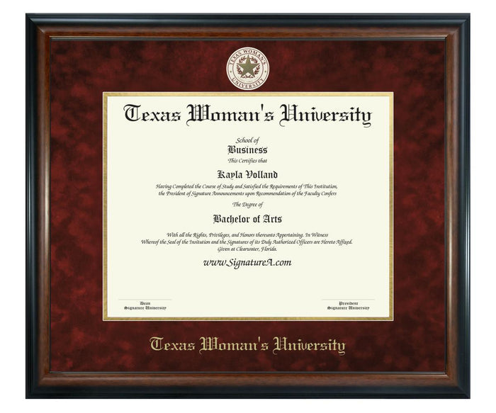 Texas Woman's University Diploma Frame (SN)