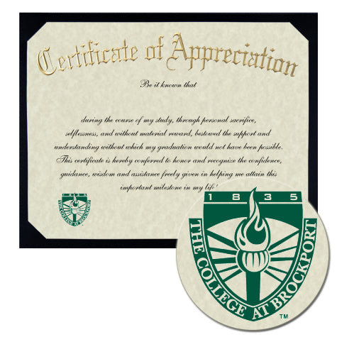 The College at Brockport Certificate of Appreciation