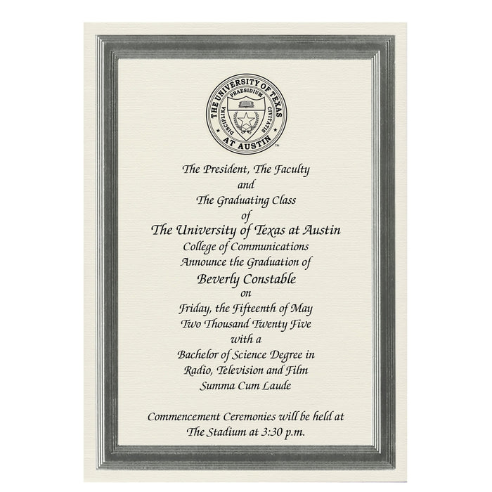 The University of Texas at Austin Graduation Announcement (Economy Style)