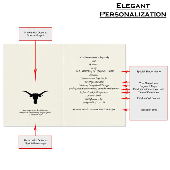 The University of Texas at Austin Graduation Announcement (Elegant Style)