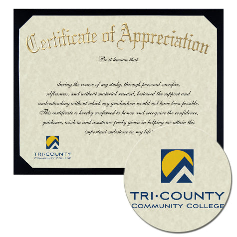 Tri-County Community College Certificate of Appreciation