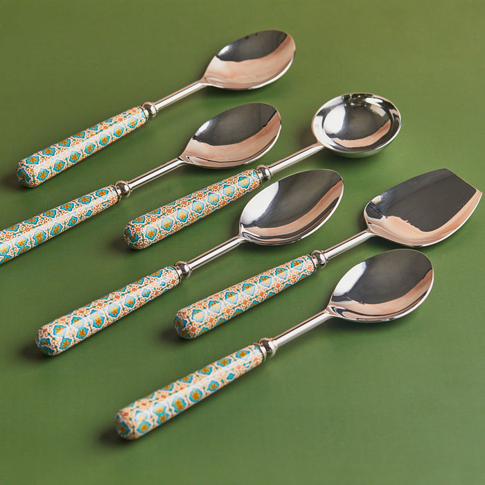 Turquoise Bloom | Premium 6-Piece Serving Set