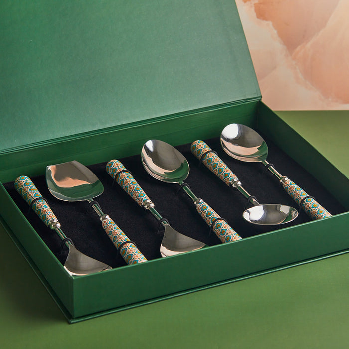 Turquoise Bloom | Premium 6-Piece Serving Set