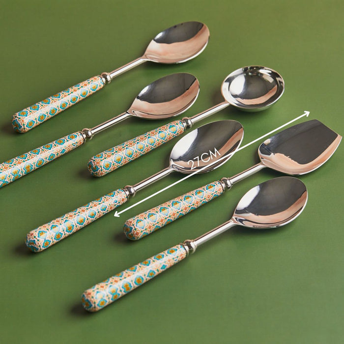 Turquoise Bloom | Premium 6-Piece Serving Set