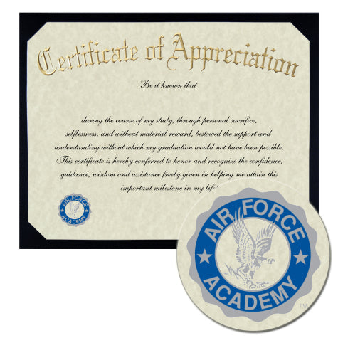United States Air Force Academy Certificate of Appreciation