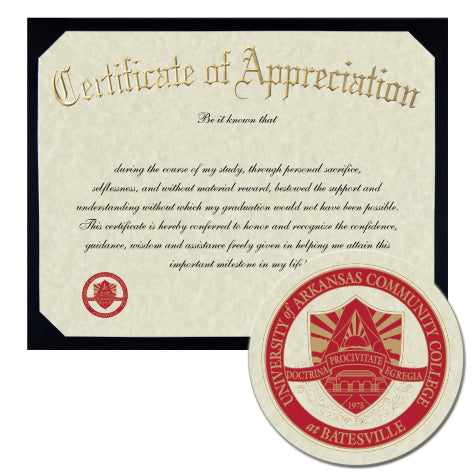 University of Arkansas Community College at Batesville Certificate of Appreciation