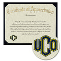 University of Central Oklahoma Certificate of Appreciation