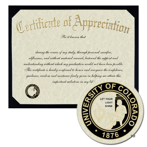University of Colorado Certificate of Appreciation