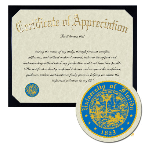 University of Florida College of Law Certificate of Appreciation