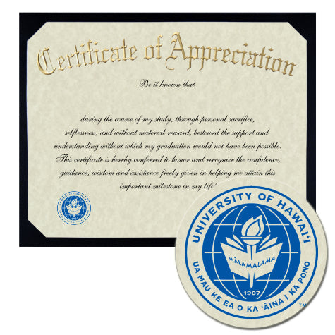 University of Hawaii - Kapiolani Community College Certificate of Appreciation