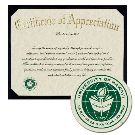 University of Hawaii at M noa  Certificate of Appreciation