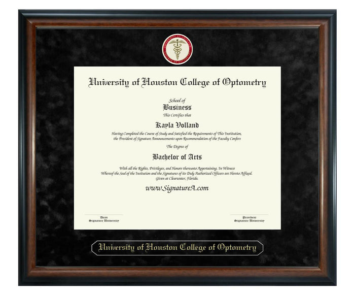 University of Houston College of Optometry Diploma Frame (SN)