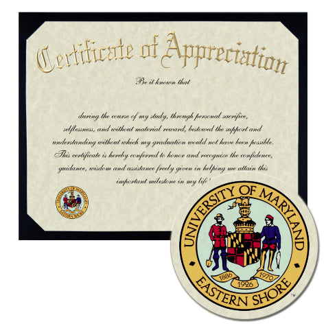 University of Maryland Eastern Shore Certificate of Appreciation