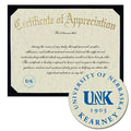 University of Nebraska, Kearney Certificate of Appreciation