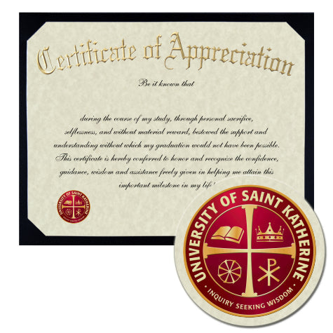 University of Saint Katherine Certificate of Appreciation