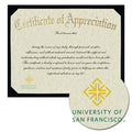 University of San Francisco Certificate of Appreciation