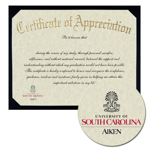 University of South Carolina Aiken Certificate of Appreciation