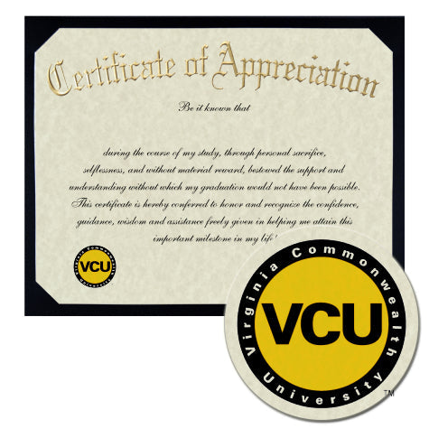 Virginia Commonwealth University Certificate of Appreciation