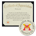 Virginia Military Institute Certificate of Appreciation