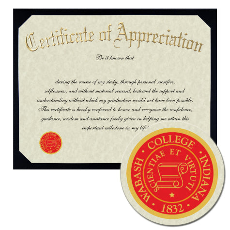 Wabash College Certificate of Appreciation