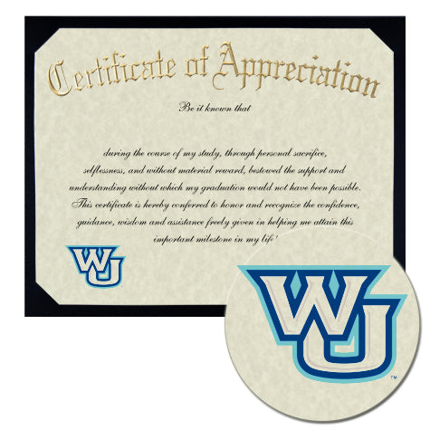 Washburn University Certificate of Appreciation