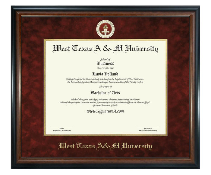 West Texas A & M University Diploma Frame (SN)