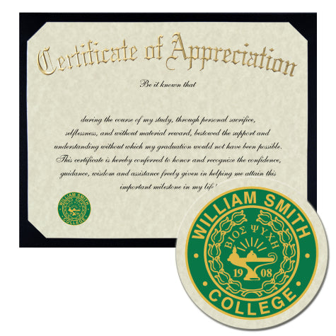 William Smith College Certificate of Appreciation
