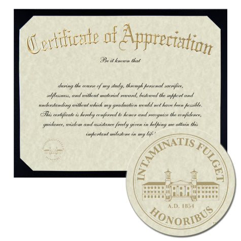 Wofford College Certificate of Appreciation