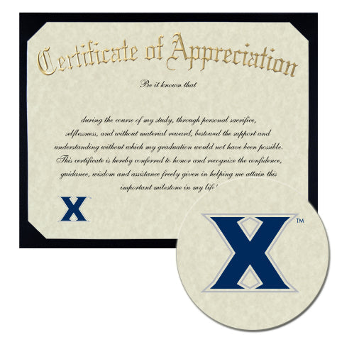 Xavier University Certificate of Appreciation